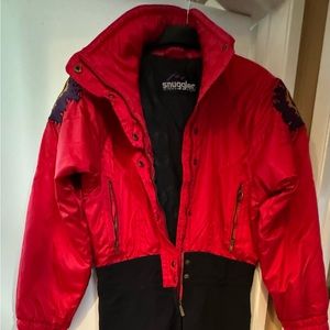 Snuggler ski suit size 10 one piece red with black by kaelin